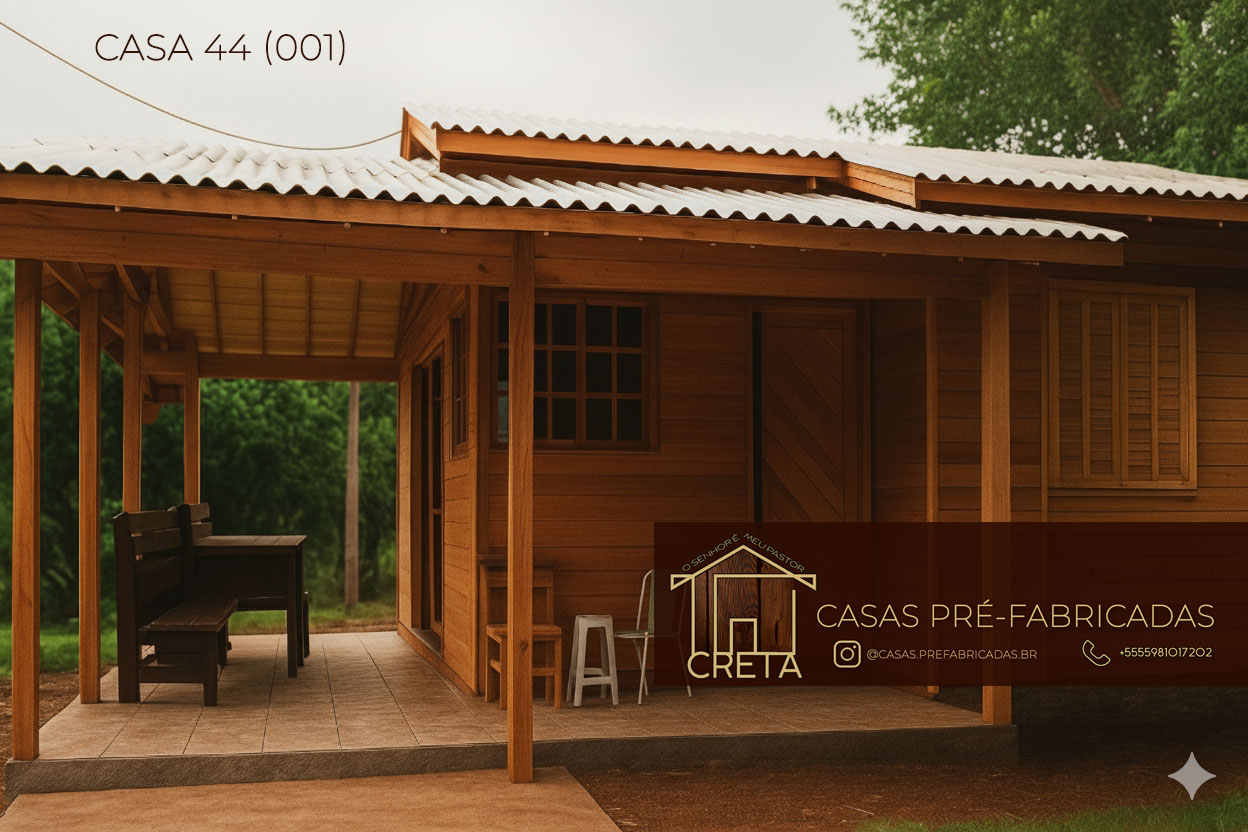 Casa Prefabricada de Madeira 44m2 de 2 Dormitorios em Santana do Livramento e Rivera