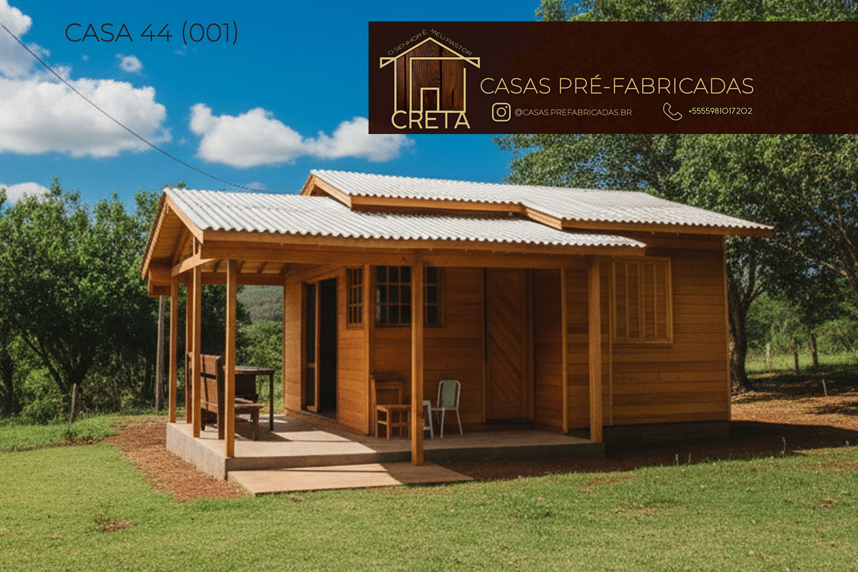 Casa Prefabricada de Madeira 44m2 de 2 Dormitorios em Santana do Livramento e Rivera