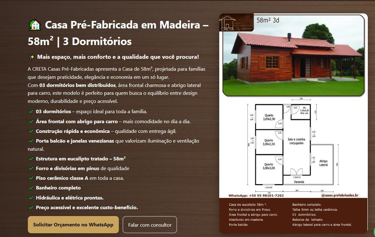 CRETA Casas Pré-Fabricadas, instalada em Sant’Ana do Livramento (RS)