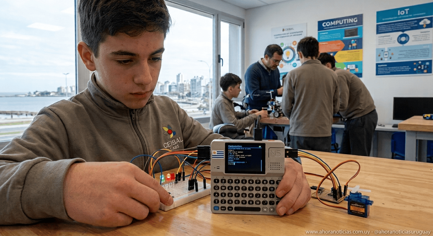 estudiantes-ceibal-programando-m5stack-cardputerzero-uruguay