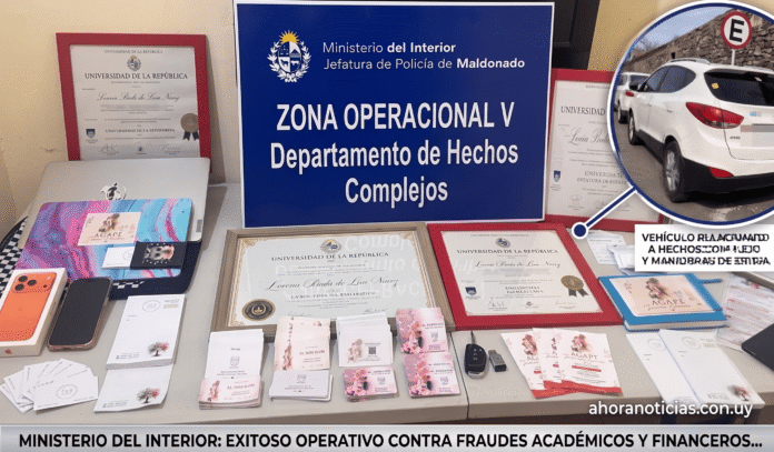 Operativo policial por estafas y títulos falsos en Maldonado