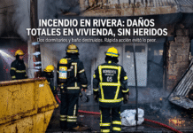 Voraz incendio en una vivienda de Rivera Incendio en Rivera, Destacamento de Bomberos, Calle Luppi, Siniestro, Noticias de Rivera