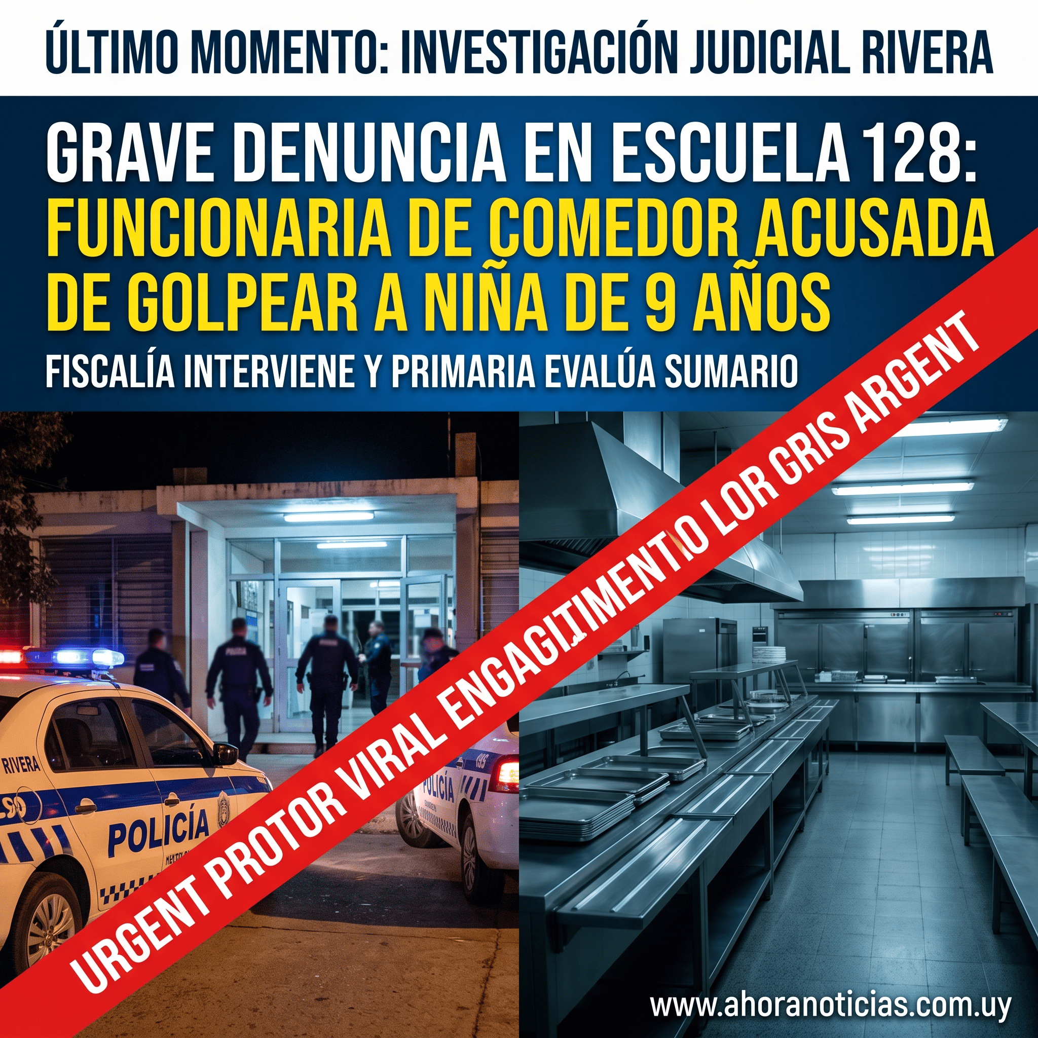 Grave denuncia en Rivera: acusan a funcionaria de comedor escolar de golpear a una niña de 9 años